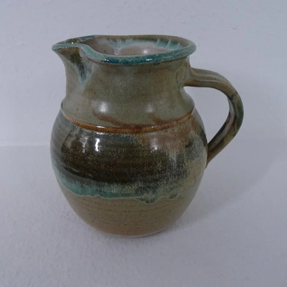 Vintage Pottery Pitcher Handmade Signed Hartman 7.5